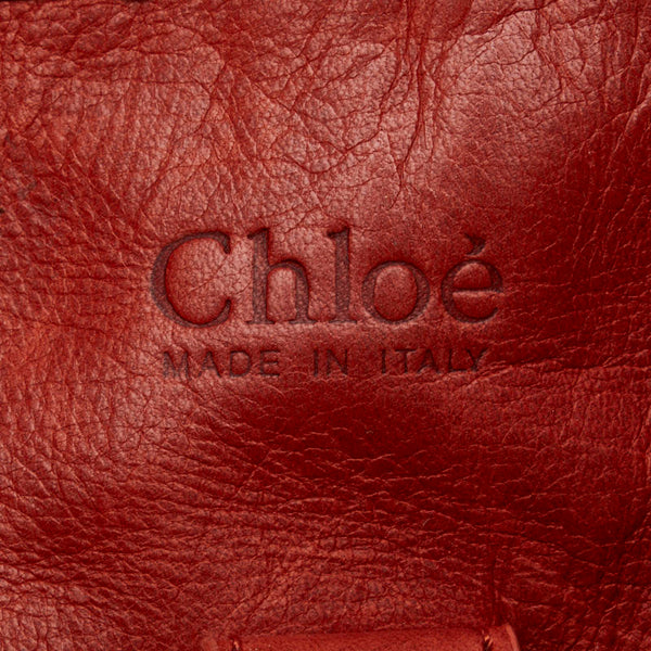 クロエ シルベラード ハンドバッグ トートバッグ レッド レザー レディース Chloe 【中古】