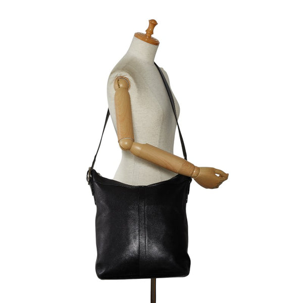 コーチ 斜め掛け ショルダーバッグ 9177 ブラック シルバー レザー レディース COACH 【中古】