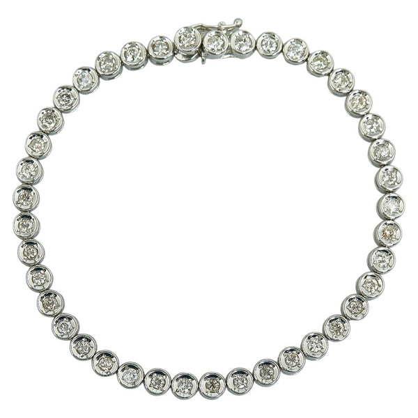 Pt850 プラチナ ダイヤ2.00ct テニス チェーン  ブレスレット レディース 【中古】