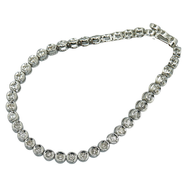 Pt850 プラチナ ダイヤ2.00ct テニス チェーン  ブレスレット レディース 【中古】