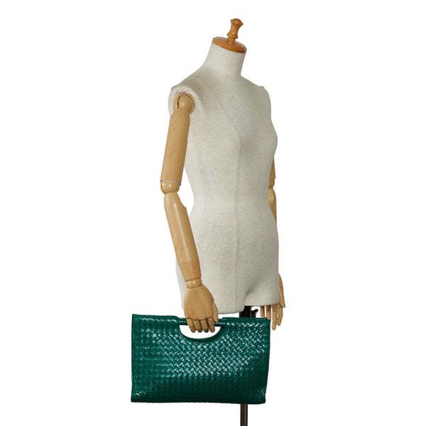 ボッテガヴェネタ イントレチャート ハンドバッグ グリーン レザー レディース BOTTEGAVENETA 【中古】