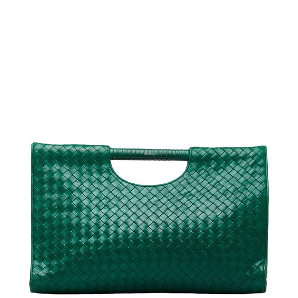 ボッテガヴェネタ イントレチャート ハンドバッグ グリーン レザー レディース BOTTEGAVENETA 【中古】