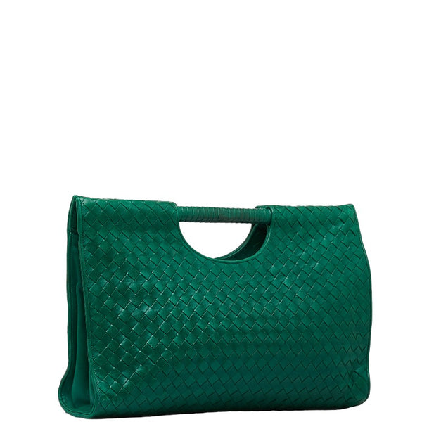 ボッテガヴェネタ イントレチャート ハンドバッグ グリーン レザー レディース BOTTEGAVENETA 【中古】