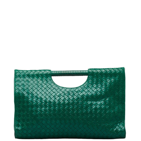 ボッテガヴェネタ イントレチャート ハンドバッグ グリーン レザー レディース BOTTEGAVENETA 【中古】