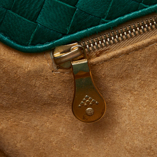 ボッテガヴェネタ イントレチャート ハンドバッグ グリーン レザー レディース BOTTEGAVENETA 【中古】