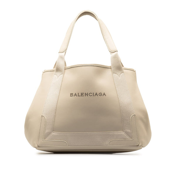 バレンシアガ ネイビーカバス S ハンドバッグ トートバッグ 339933 ホワイト レザー レディース BALENCIAGA 【中古】