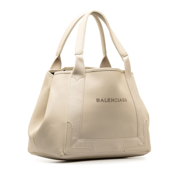 バレンシアガ ネイビーカバス S ハンドバッグ トートバッグ 339933 ホワイト レザー レディース BALENCIAGA 【中古】