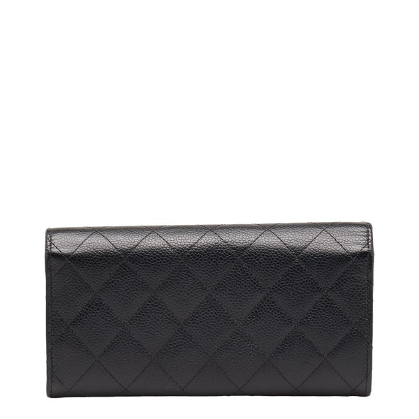 シャネル ココマーク マトラッセ 長財布 ブラック キャビアスキン レディース CHANEL 【中古】