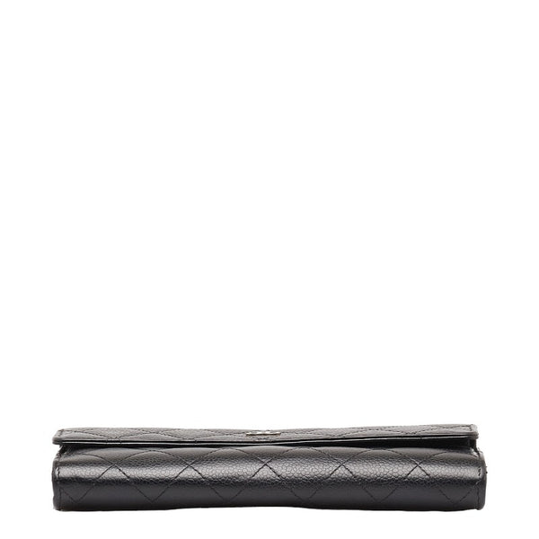 シャネル ココマーク マトラッセ 長財布 ブラック キャビアスキン レディース CHANEL 【中古】