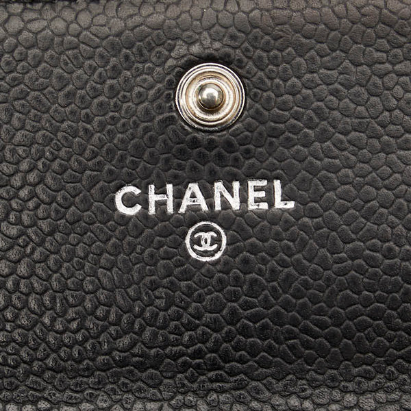 シャネル ココマーク マトラッセ 長財布 ブラック キャビアスキン レディース CHANEL 【中古】