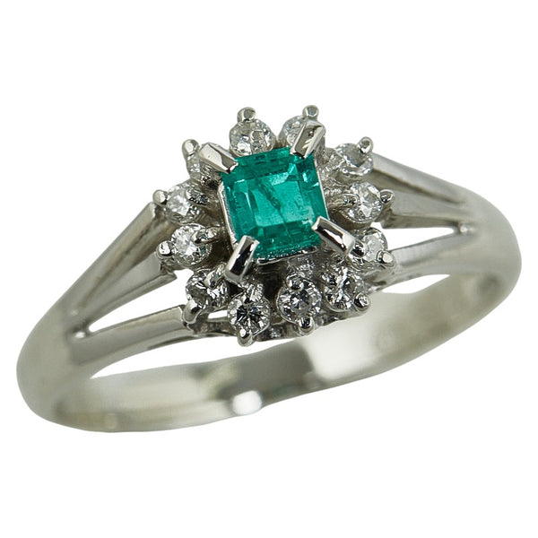ノーブランド Pt900 プラチナ エメラルド0.20ct ダイヤ0.16ct リング 指輪 レディース no brand 11号 【中古】