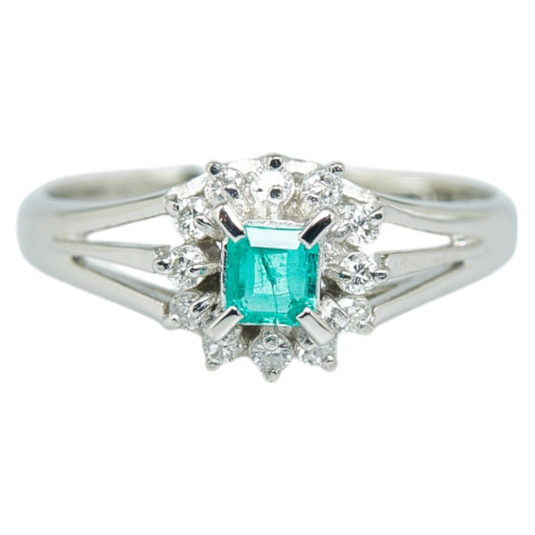 ノーブランド Pt900 プラチナ エメラルド0.20ct ダイヤ0.16ct リング 指輪 レディース no brand 11号 【中古】