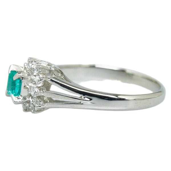 ノーブランド Pt900 プラチナ エメラルド0.20ct ダイヤ0.16ct リング 指輪 レディース no brand 11号 【中古】