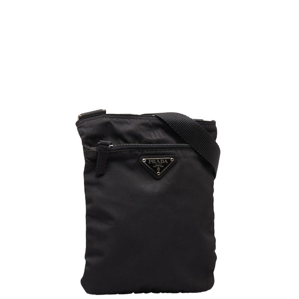 プラダ 斜め掛け ミニショルダーバッグ ポシェット ブラック ナイロン レディース PRADA 【中古】
