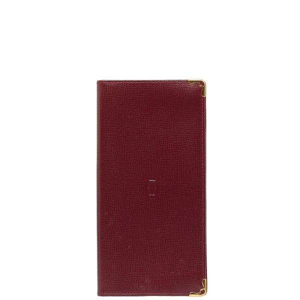 カルティエ マストライン 長財布 ワインレッド ボルドー レザー レディース CARTIER 【中古】