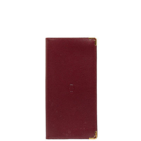 カルティエ マストライン 長財布 ワインレッド ボルドー レザー レディース CARTIER 【中古】
