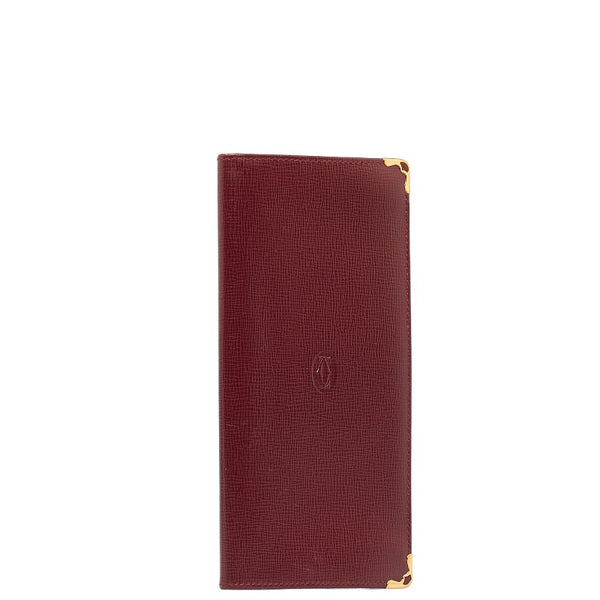 カルティエ マストライン 長財布 ワインレッド ボルドー レザー レディース CARTIER 【中古】