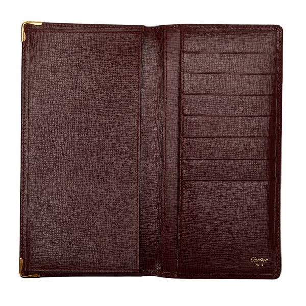 カルティエ マストライン 長財布 ワインレッド ボルドー レザー レディース CARTIER 【中古】