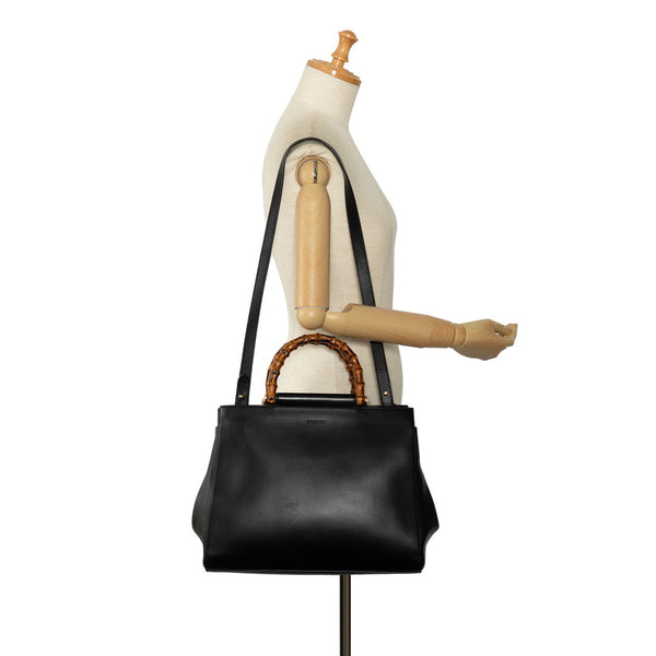 グッチ バンブー ハンドバッグ ショルダーバッグ 2WAY 453766 ブラック レザー レディース GUCCI 【中古】