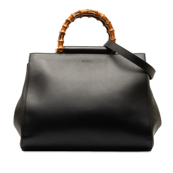 グッチ バンブー ハンドバッグ ショルダーバッグ 2WAY 453766 ブラック レザー レディース GUCCI 【中古】
