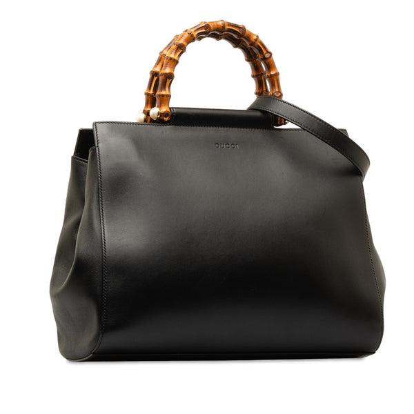 グッチ バンブー ハンドバッグ ショルダーバッグ 2WAY 453766 ブラック レザー レディース GUCCI 【中古】