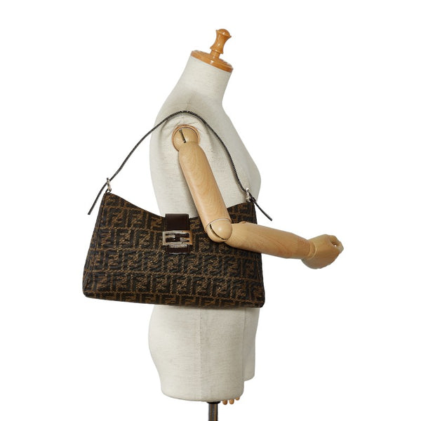 フェンディ ズッカ ワンショルダーバッグ ハンドバッグ 16115 ブラウン キャンバス レザー レディース FENDI 【中古】