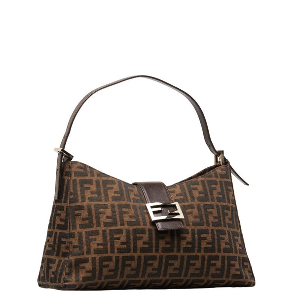 フェンディ ズッカ ワンショルダーバッグ ハンドバッグ 16115 ブラウン キャンバス レザー レディース FENDI 【中古】