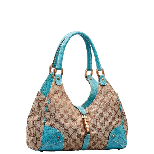 グッチ GGキャンバス ニュージャッキー ハンドバッグ 124407 ベージュ ライトブルー キャンバス レザー レディース GUCCI 【中古】