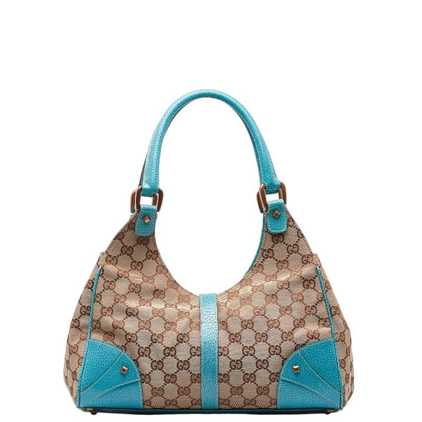 グッチ GGキャンバス ニュージャッキー ハンドバッグ 124407 ベージュ ライトブルー キャンバス レザー レディース GUCCI 【中古】