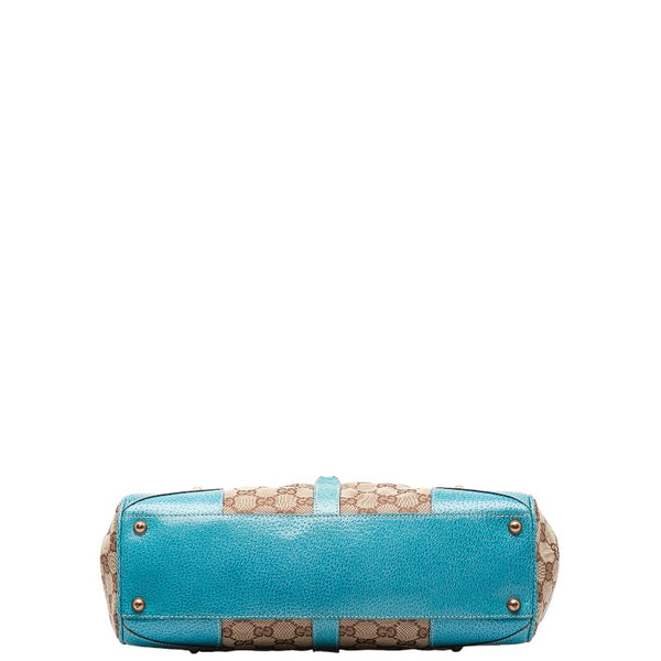 グッチ GGキャンバス ニュージャッキー ハンドバッグ 124407 ベージュ ライトブルー キャンバス レザー レディース GUCCI 【中古】