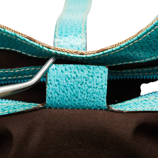 グッチ GGキャンバス ニュージャッキー ハンドバッグ 124407 ベージュ ライトブルー キャンバス レザー レディース GUCCI 【中古】