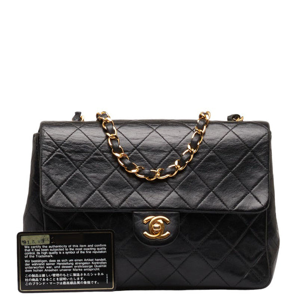 シャネル マトラッセ20 ココマーク シングルフラップ チェーン ショルダーバッグ ブラック ラムスキン レディース CHANEL 【中古】