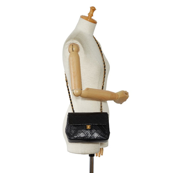 シャネル マトラッセ20 ココマーク シングルフラップ チェーン ショルダーバッグ ブラック ラムスキン レディース CHANEL 【中古】