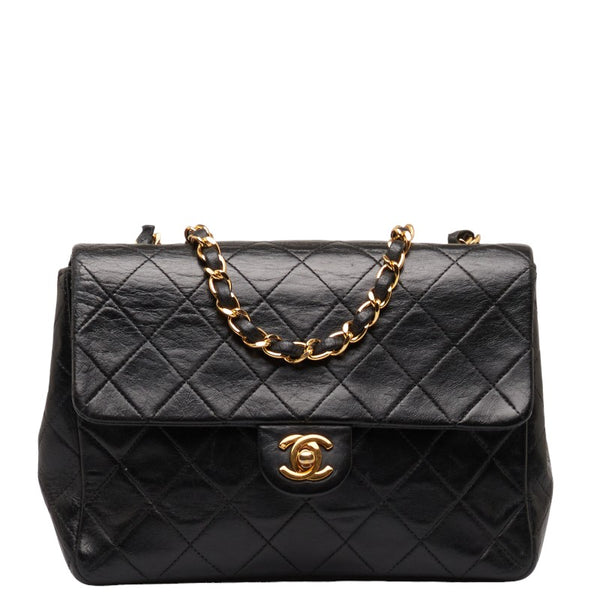 シャネル マトラッセ20 ココマーク シングルフラップ チェーン ショルダーバッグ ブラック ラムスキン レディース CHANEL 【中古】