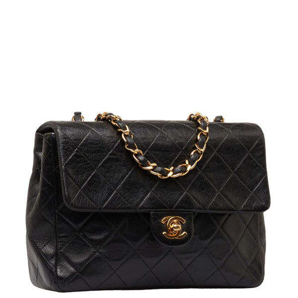 シャネル マトラッセ20 ココマーク シングルフラップ チェーン ショルダーバッグ ブラック ラムスキン レディース CHANEL 【中古】