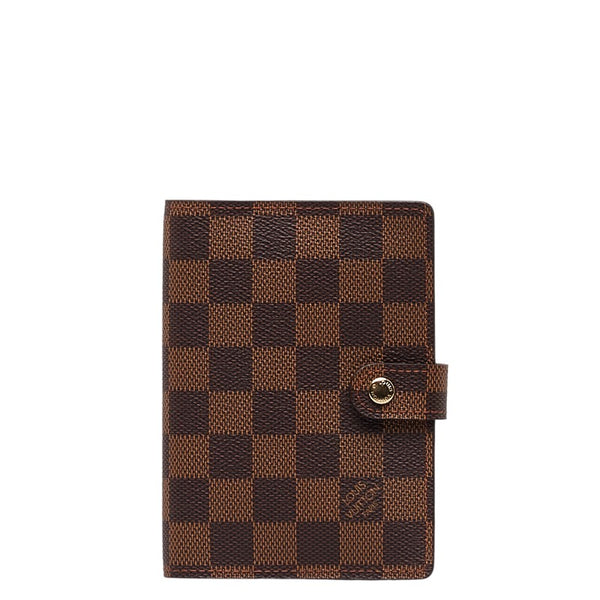 ルイ ヴィトン ダミエ アジェンダPM 手帳カバー システム手帳 R20700 ブラウン PVC レザー レディース LOUIS VUITTON 【中古】
