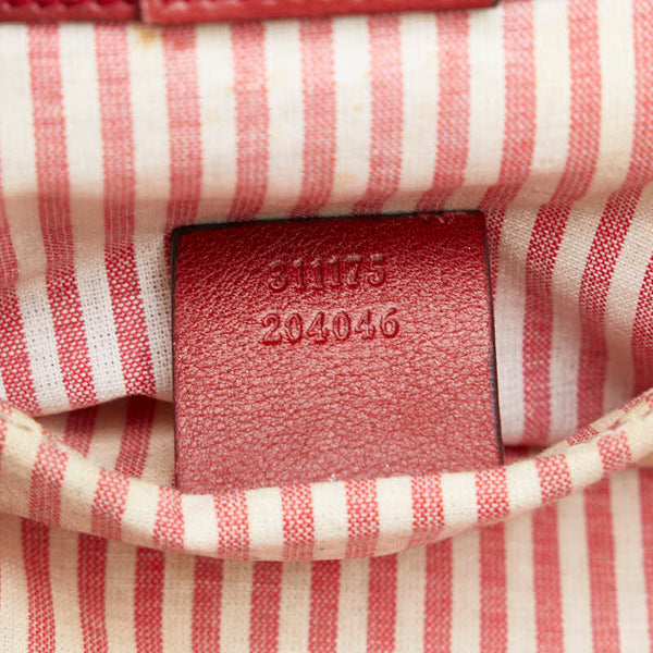 グッチ GGキャンバス バンブー ハンドバッグ 311175 ベージュ レッド キャンバス エナメル レディース GUCCI 【中古】