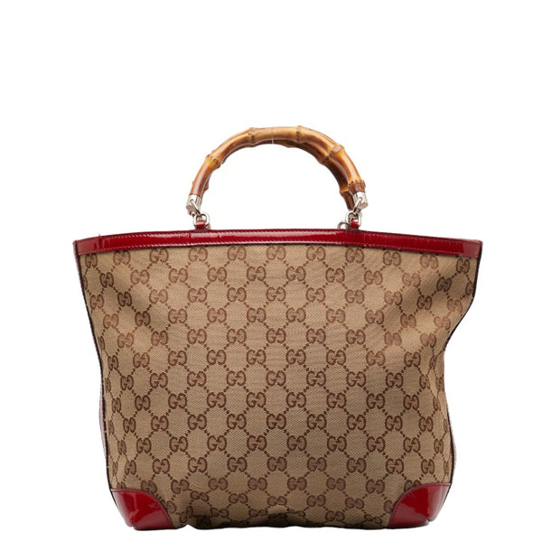 グッチ GGキャンバス バンブー ハンドバッグ 311175 ベージュ レッド キャンバス エナメル レディース GUCCI 【中古】