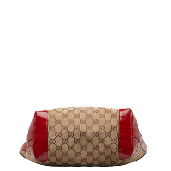 グッチ GGキャンバス バンブー ハンドバッグ 311175 ベージュ レッド キャンバス エナメル レディース GUCCI 【中古】