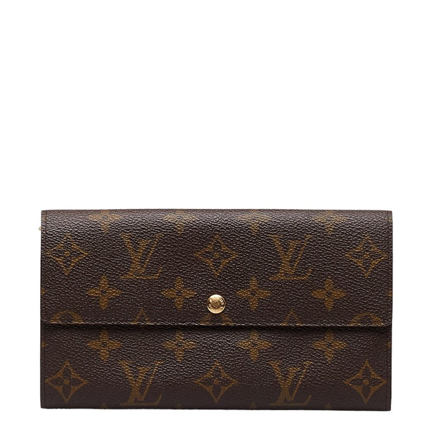 ルイ ヴィトン モノグラム ポシェット ポルト モネ クレディ 長財布 M61725 ブラウン PVC レザー レディース LOUIS VUITTON 【中古】