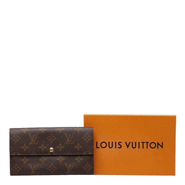 ルイ ヴィトン モノグラム ポシェット ポルト モネ クレディ 長財布 M61725 ブラウン PVC レザー レディース LOUIS VUITTON 【中古】
