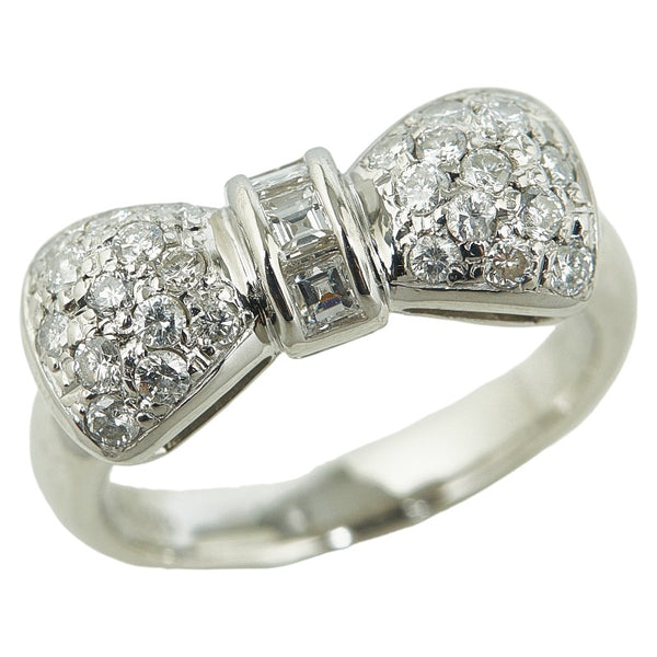 Pt900 プラチナ ダイヤ0.70ct リボン モチーフ リング 指輪 レディース 11号 【中古】