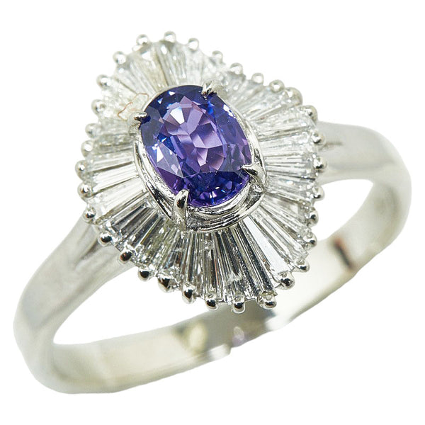 Pt900 プラチナ パープルサファイア0.76ct ダイヤ0.78ct リング 指輪 レディース 20号 【中古】