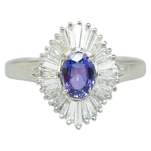 Pt900 プラチナ パープルサファイア0.76ct ダイヤ0.78ct リング 指輪 レディース 20号 【中古】