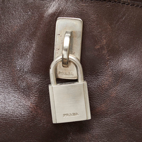 プラダ ハンドバッグ ショルダーバッグ 2WAY ブラウン レザー レディース PRADA 【中古】