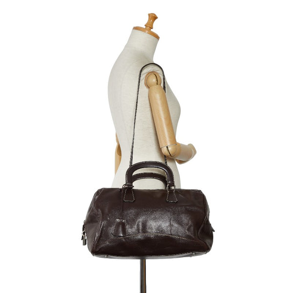 プラダ ハンドバッグ ショルダーバッグ 2WAY ブラウン レザー レディース PRADA 【中古】