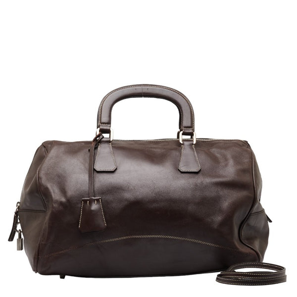 プラダ ハンドバッグ ショルダーバッグ 2WAY ブラウン レザー レディース PRADA 【中古】