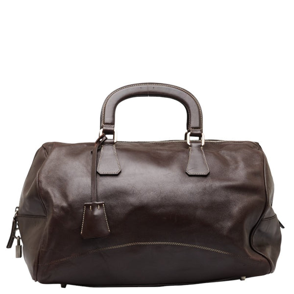 プラダ ハンドバッグ ショルダーバッグ 2WAY ブラウン レザー レディース PRADA 【中古】