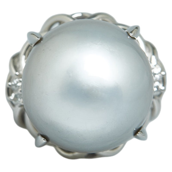 Pt900 プラチナ 白蝶真珠14.4mm ダイヤ0.05ct リング 指輪 レディース 11号 【中古】