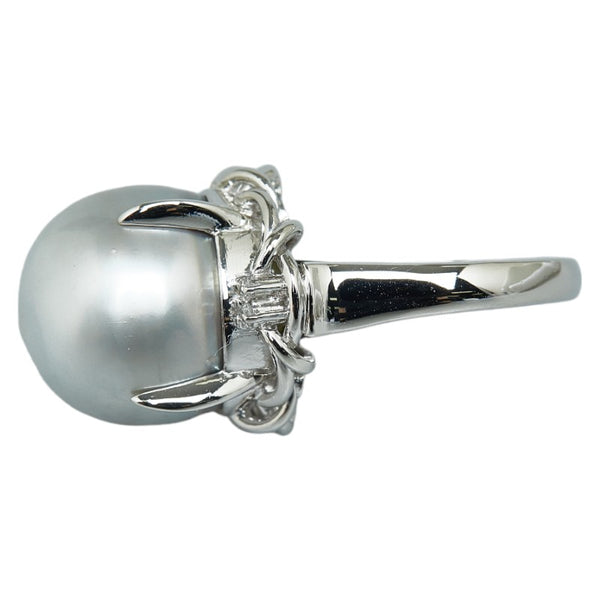 Pt900 プラチナ 白蝶真珠14.4mm ダイヤ0.05ct リング 指輪 レディース 11号 【中古】